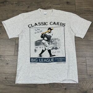 Vintage Babe Ruth Shirt Adult Large Gray Big League‎ Chewing Gum